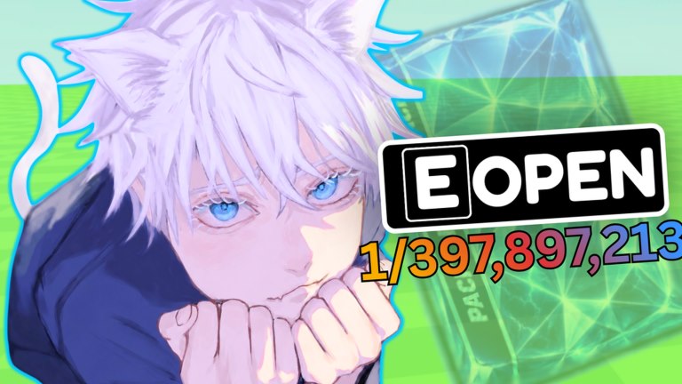 Offizielles Spin-a-Catboy-Thumbnail: weißhaariger Catboy neben einem seltenen Pack
