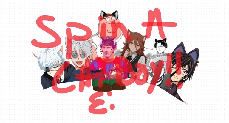 Offizielles Spin-a-Catboy-Collage mit mehreren Gesichtern der Sammlung